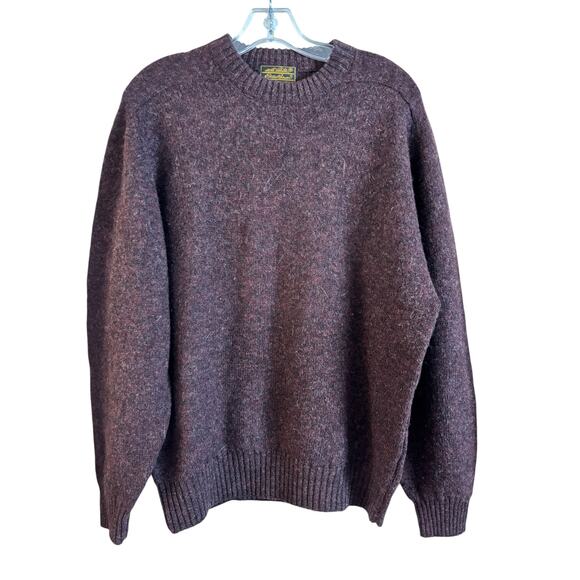 VTG Eddie Bauer Men’s 100% Shetland Pure Wool Sweater Burgundy Size Medium - Picture 1 of 6